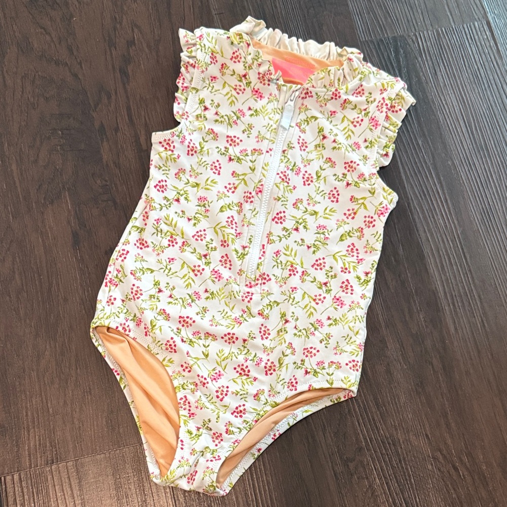 Crewcuts Floral Ruffle Swimsuit 6 Girl One Piece